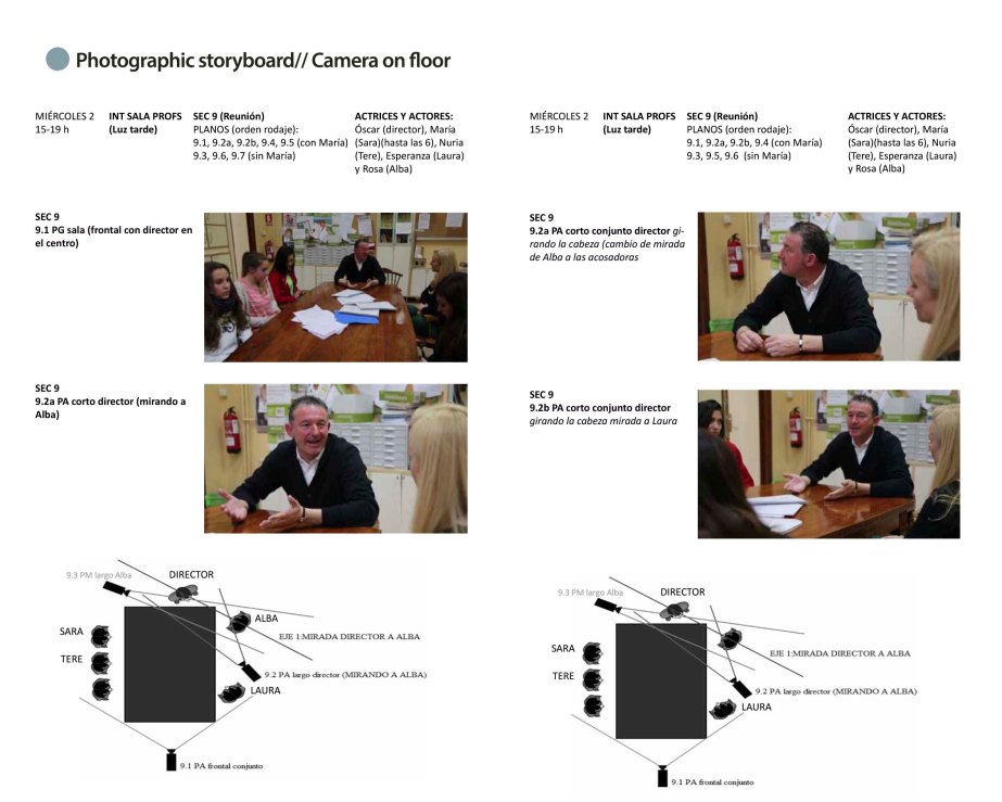 Photographic storyboard with camera plan
